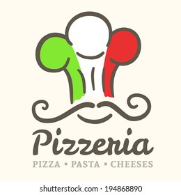 Pizzeria icon with colors of Italy flag