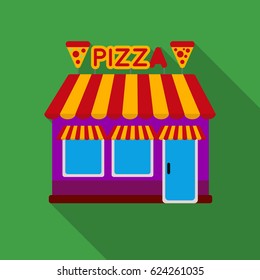 Pizzeria icon in flat style isolated on white background. Pizza and pizzeria symbol stock vector illustration.