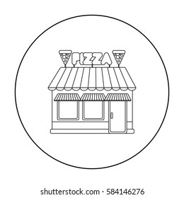 Pizzeria icon in outline style isolated on white background. Pizza and pizzeria symbol stock vector illustration.
