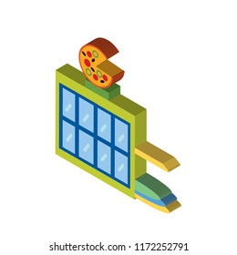 Pizzeria isometric left top view 3D icon