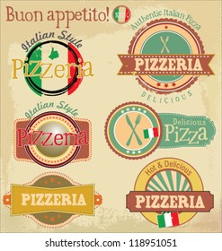 Pizzeria label design set