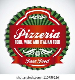 pizzeria label illustrations, in warm colors, vector illustration