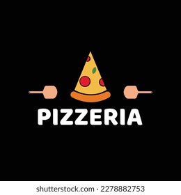 Pizzeria logo. Linear logo of pizza slice