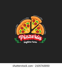 Pizzeria logo. Slice of italian pizza logo