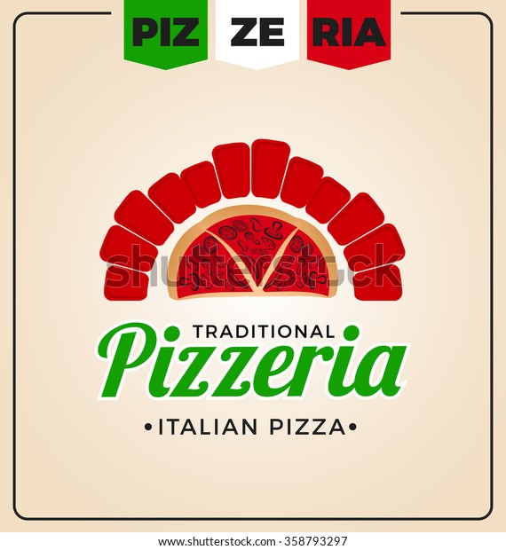 Pizzeria Logo Template Design Pizza Labels Stock Vector Royalty Free