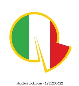 Pizzeria logo template or icon with pizza slice and Italian flag placed into circular shape - vector flat design