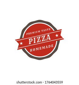Pizzeria logo template. Vector emblem for cafe, restaurant or food delivery service.