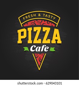 Pizzeria logo template. Vector emblem for cafe, restaurant or food delivery service.