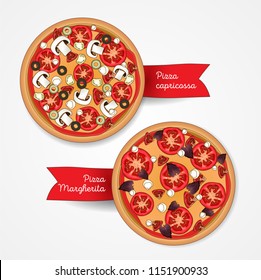 Pizzeria menu concept. Vector design. 