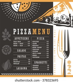 Pizzeria Menu Graphic Design Idea Pizza Stock Vector (Royalty Free ...