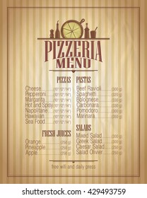 Pizzeria menu list design, retro style mock up