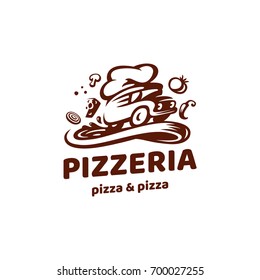 Pizzeria (Monochrome version) Logo template.