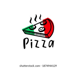 Pizzeria, pizza, slice of pizza, logo design. Food, fast food, catering and restaurant, vector design and illustration