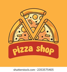 Pizzeria, pizza, slice of pizza, logo design. Food, fast food, catering and restaurant, vector design and illustration
