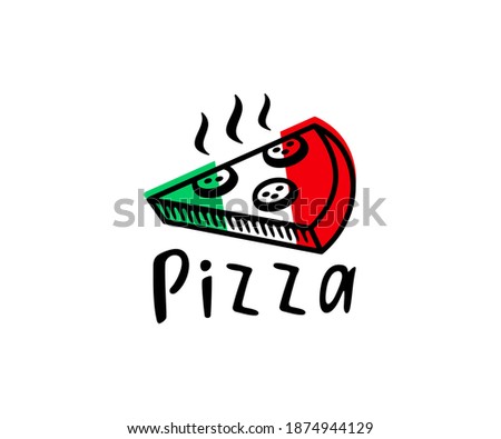 Pizzeria, pizza, slice of pizza, logo design. Food, fast food, catering and restaurant, vector design and illustration