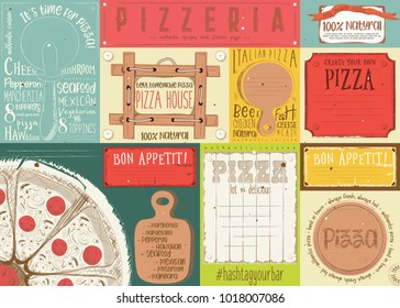 Pizzeria Placemat - Paper Napkin for Pizza House with Place for Text in Retro Style. Vector Illustration.