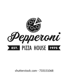 Pizzeria, restaurant logotype vector template, layout.