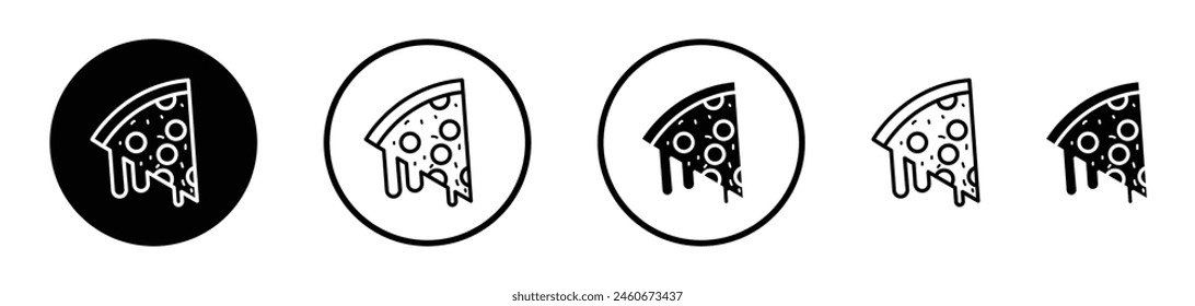 Pizzeria Slice Icon Set. Topped Mushroom and Cheese Pizza Vector Symbol.