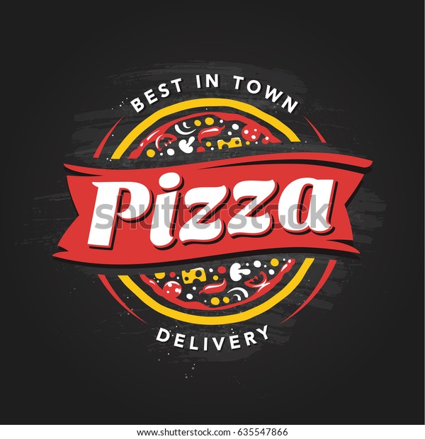 Pizzeria Vector Emblem On Blackboard Pizza Stock Vector (Royalty Free ...