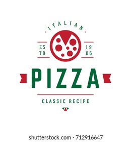 Pizzeria Vector Emblem on White Background. Pizza Logo Template. Vector Emblem for Cafe or Restaurant.