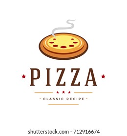 Pizzeria Vector Emblem on White Background. Pizza Logo Template. Vector Emblem for Cafe or Restaurant.