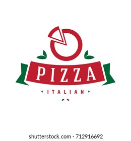 Pizzeria Vector Emblem on White Background. Pizza Logo Template. Vector Emblem for Cafe or Restaurant.