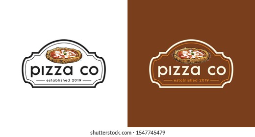 Pizzeria Vector Emblem. Pizza logo template. Vector emblem for cafe, restaurant or food delivery service.