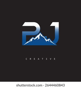 PJ Creative Mountain Logo Bold Gradient Letter mark Branding Design for Business Outdoor Brands