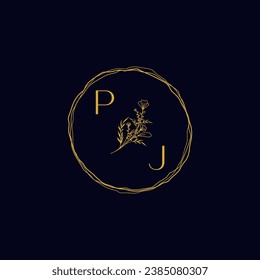 PJ elegant wedding initial logo in high quality professional design that will print well across any print media