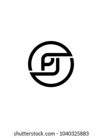 PJ initial circle logo template vector