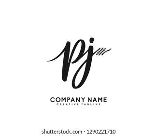 PJ Initial Handwriting Logo Template Vector