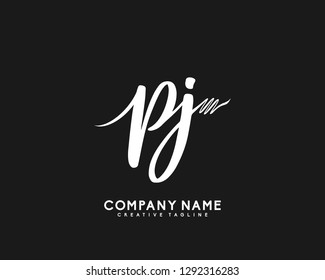 PJ Initial Handwriting Logo Template Vecto