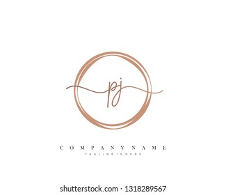 PJ initial handwriting logo template vector