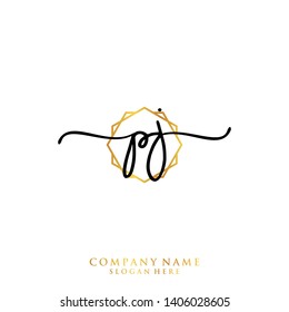 PJ Initial handwriting logo template