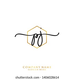 PJ Initial handwriting logo template