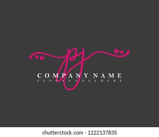 PJ Initial handwriting logo vector