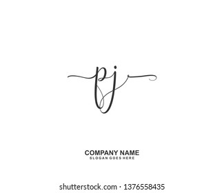 PJ Initial handwriting logo vector
