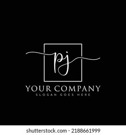PJ Initial handwriting minimalist logo vector