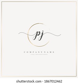PJ Letra inicial logotipo de escritura a mano modelo vector, logotipo para belleza, cosméticos, boda, moda y negocios