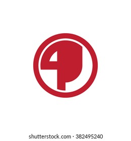 PJ initial letters circle business logo red