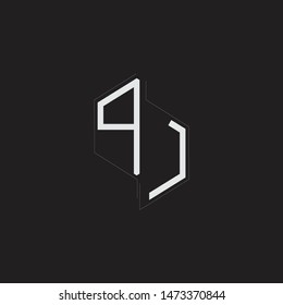 PJ Initial Letters logo monogram with up to down style isolated on black background