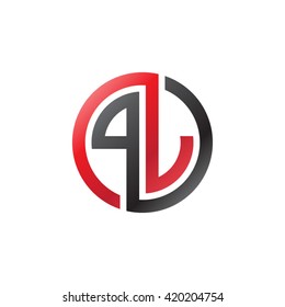 PJ initial letters looping linked circle logo red black