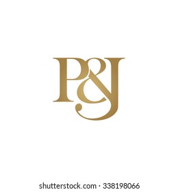 P&J Initial logo. Ampersand monogram golden logo