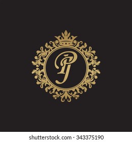 PJ initial luxury ornament monogram logo