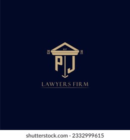 PJ initial monogram lawfirm logo with pillar design