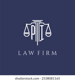PJ initial monogram for lawfirm logo with scales vector image