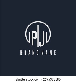 PJ initial monogram logo with circle style dsign