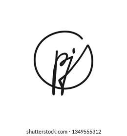 PJ initial signature logo. handwriting logo template vector,