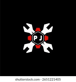 PJ Initials Vektor Stok Otomotif Logo Design
