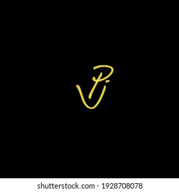 pj isolated black background initial vector elegant handwriting signature for identity